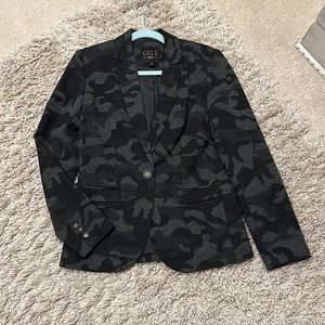 NWOT Black Grey Camo Print Blazer